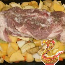 Pork with vegetables in the oven