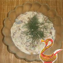 Russian potato salad recipe with herring and mushrooms