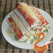 Russian salad with crab sticks "The Hut"