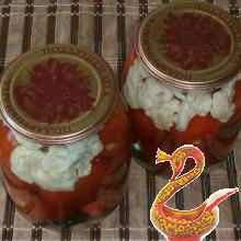 Russian recipe canned tomatoes with cauliflower