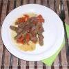 The liver stewed with onions and carrots