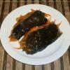 Pickled eggplant stuffed with carrot and garlic